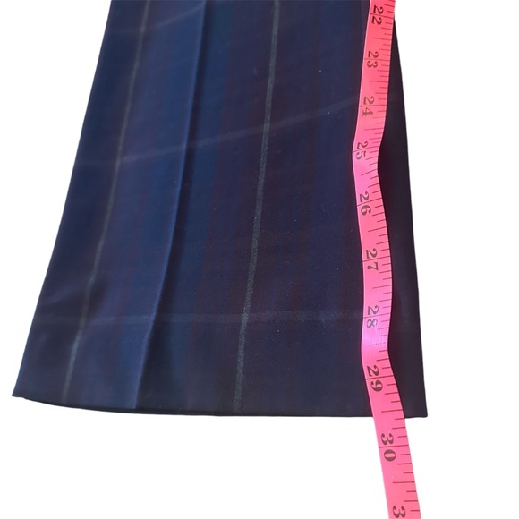NWT! Express Columnist Dark Blue Plaid Barely Boot High Rise Pants in 12 Short - Picture 6 of 10